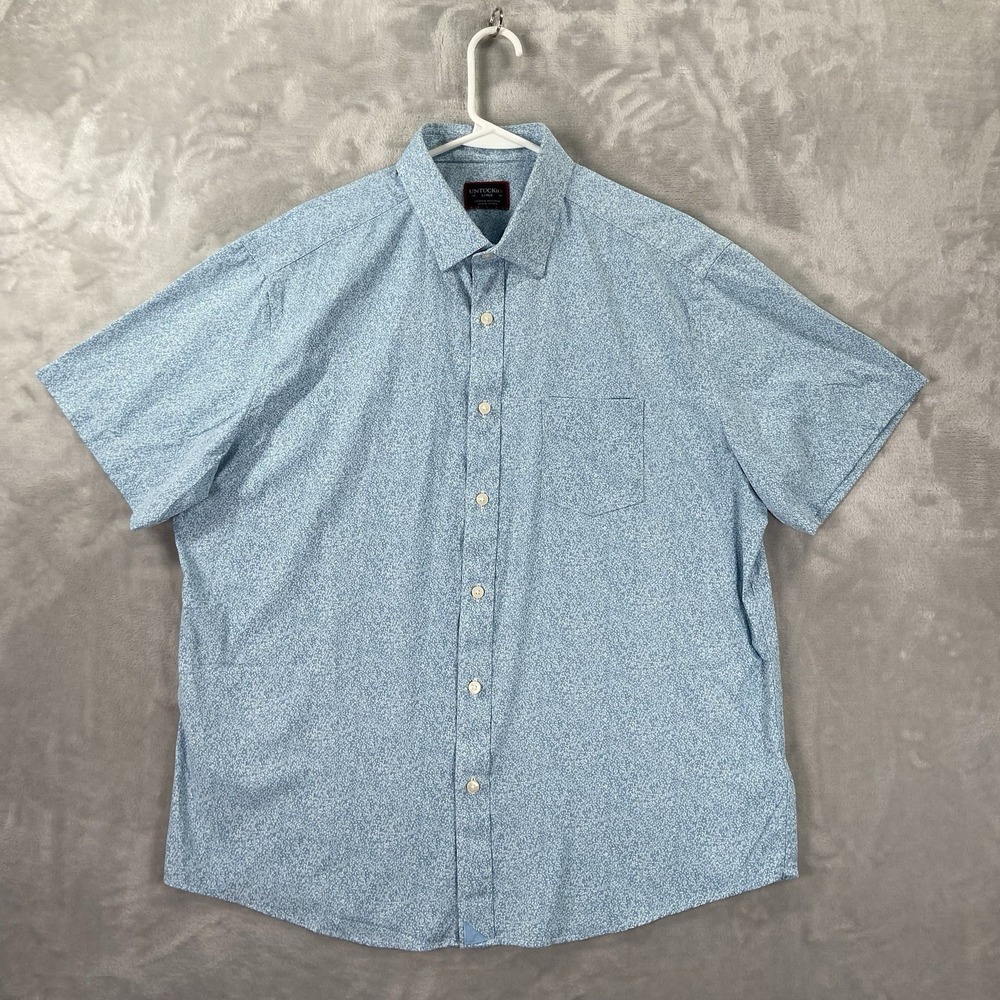UNTUCKit Shirt Mens Large Button Up AOP Print Performance Stretch Short Sleeve